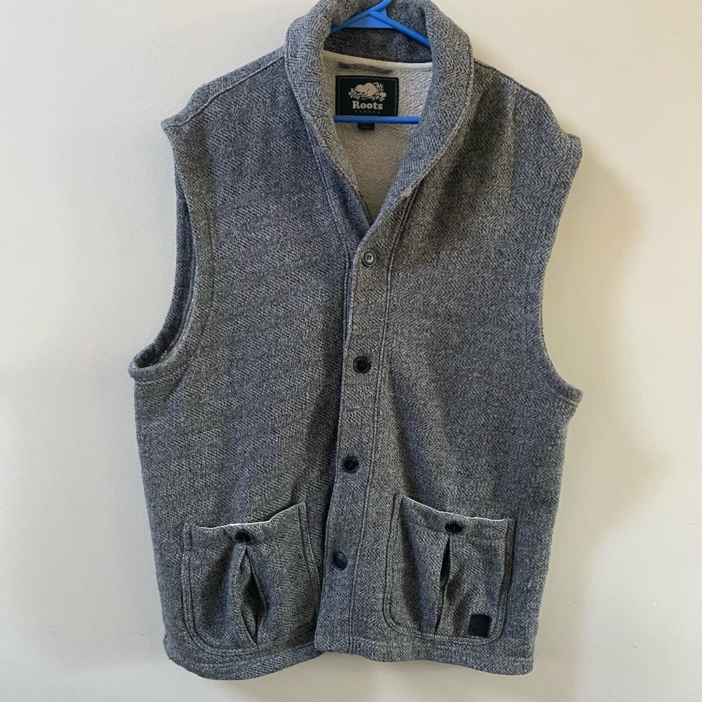 Roots Canada herringbone cotton blend vest Size XL